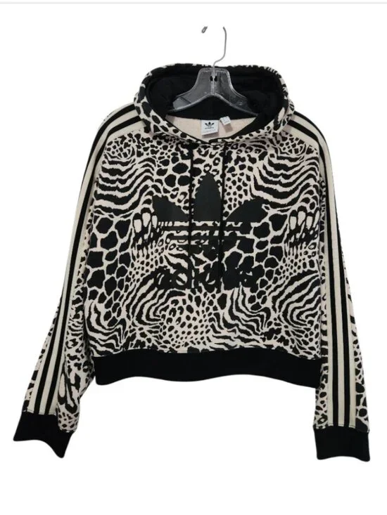 adidas Originals Leopard Print Cropped Trefoil Hoodie OVERSIZED - Picture 8 of 12